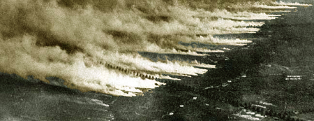 Luftfoto af et gasangreb